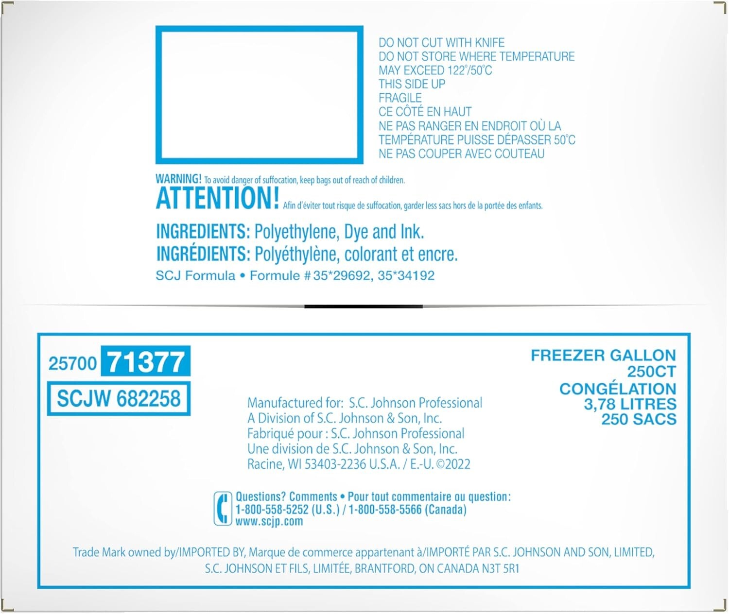 Versatile 250 Count Ziploc 1 Gallon Freezer Bags - Ideal for Meal Prep