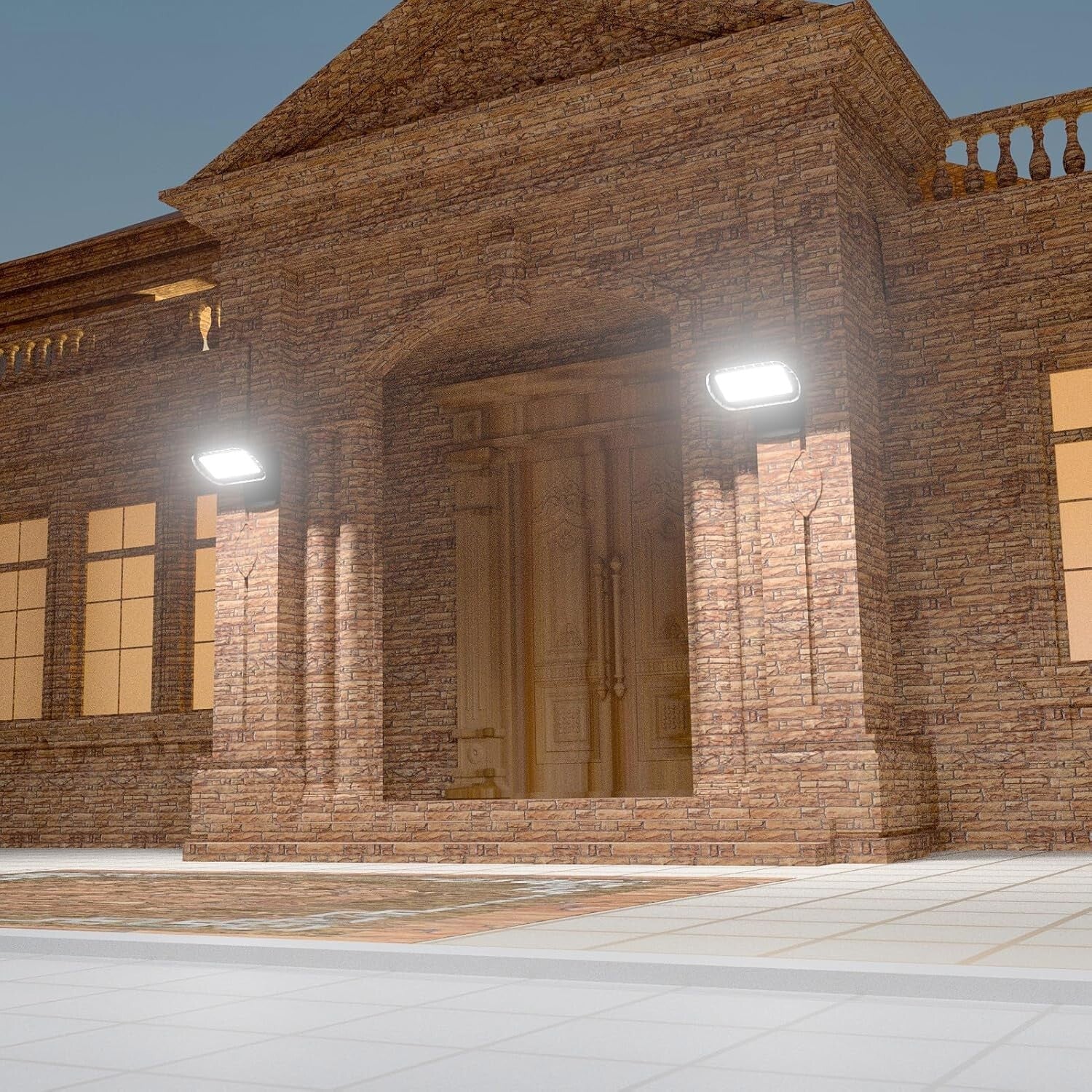 Energy-Saving 50W LED Flood Light Set - IP65 Waterproof, Dusk to Dawn Automation