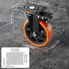 Load image into Gallery viewer, Versatile Heavy-Duty 6-Inch Caster Wheels for Furniture &amp; Workbench - Set of 4