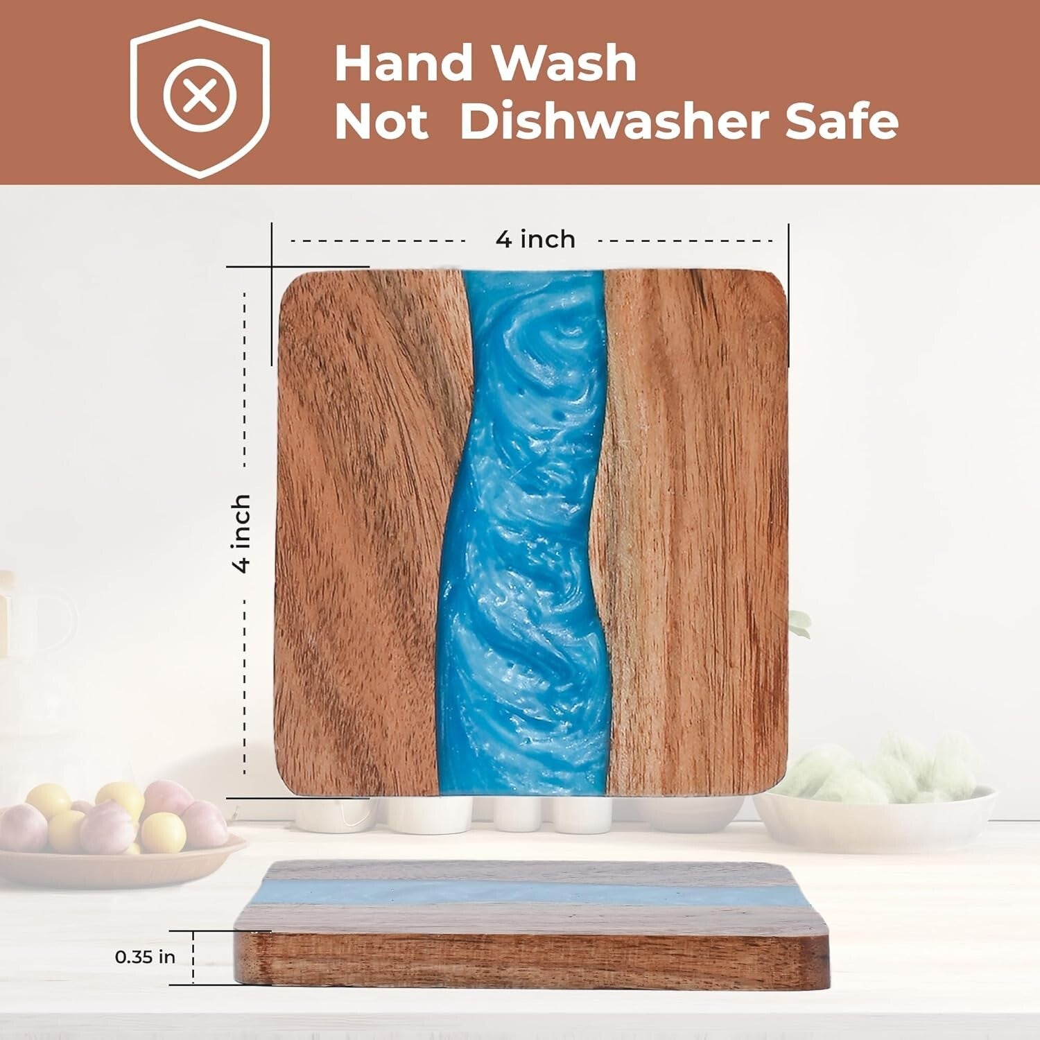 Eco-Friendly Wooden Drink Coasters with Optional Non-Slip Feet - Gift-Ready