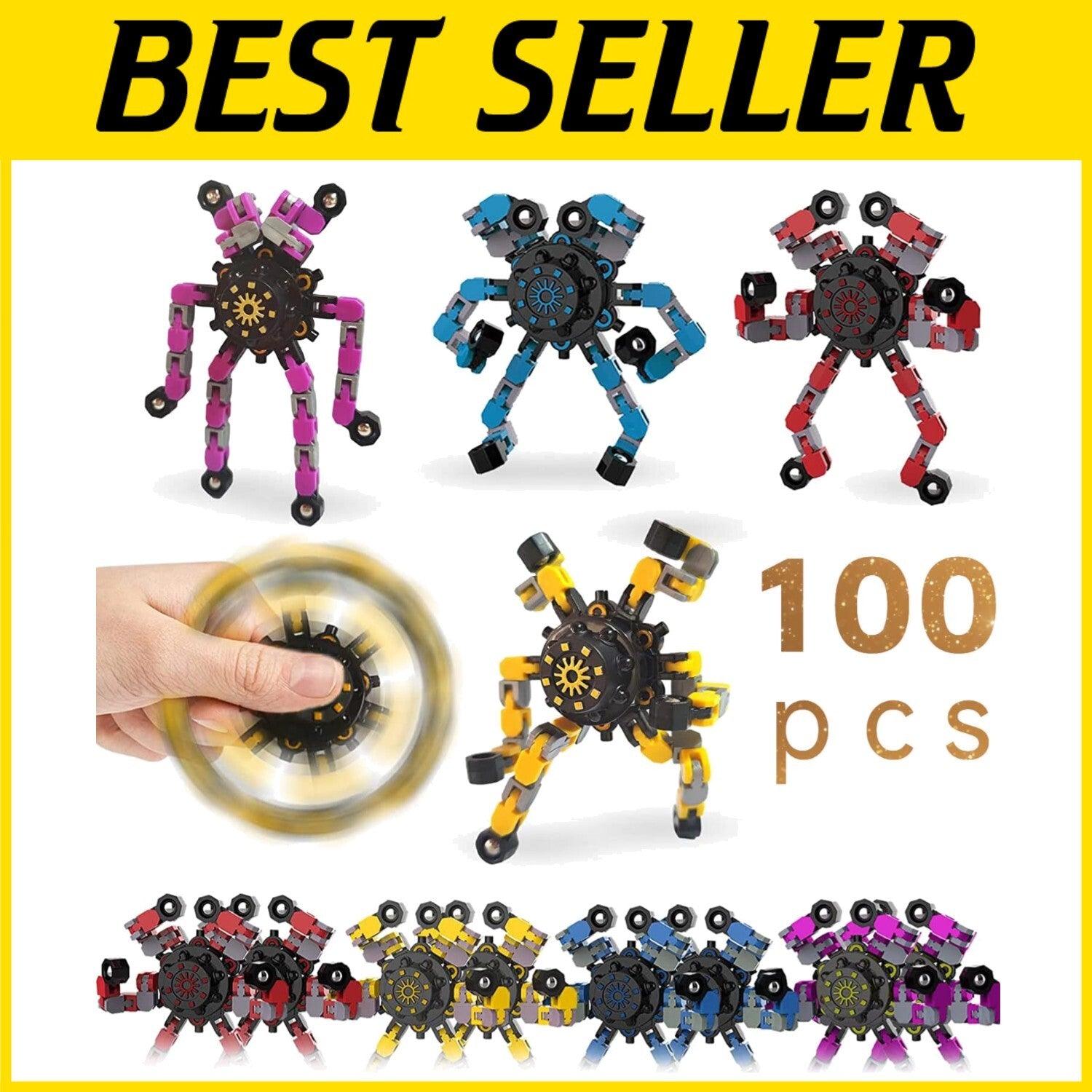Creative Mechanical Fidget Spinner Pack - 100 Fun & Portable Stress Relievers