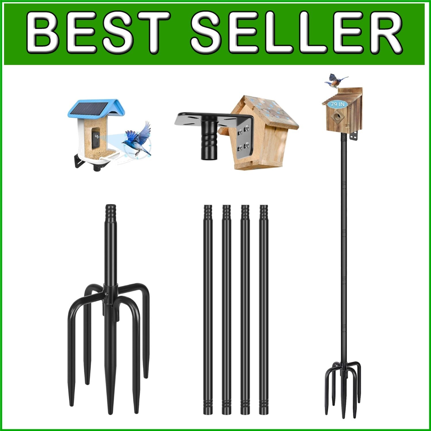 Durable Heavy-Duty Bird Feeder Pole - Perfect for Attracting Bluebirds Outdoors