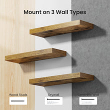 Load image into Gallery viewer, Set of 3 Rustic Brown Floating Shelves with Invisible Brackets for Home Decor