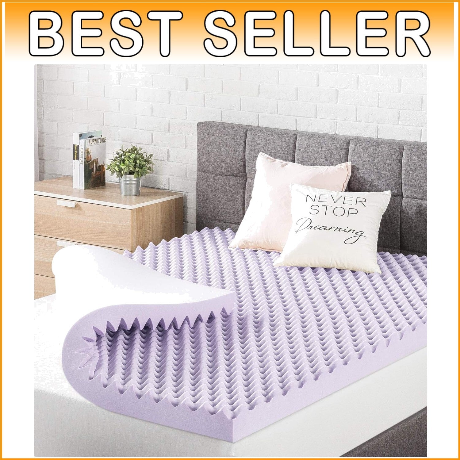 Full Size Egg Crate Memory Foam Topper - Soft Lavender Infusion for Comfort