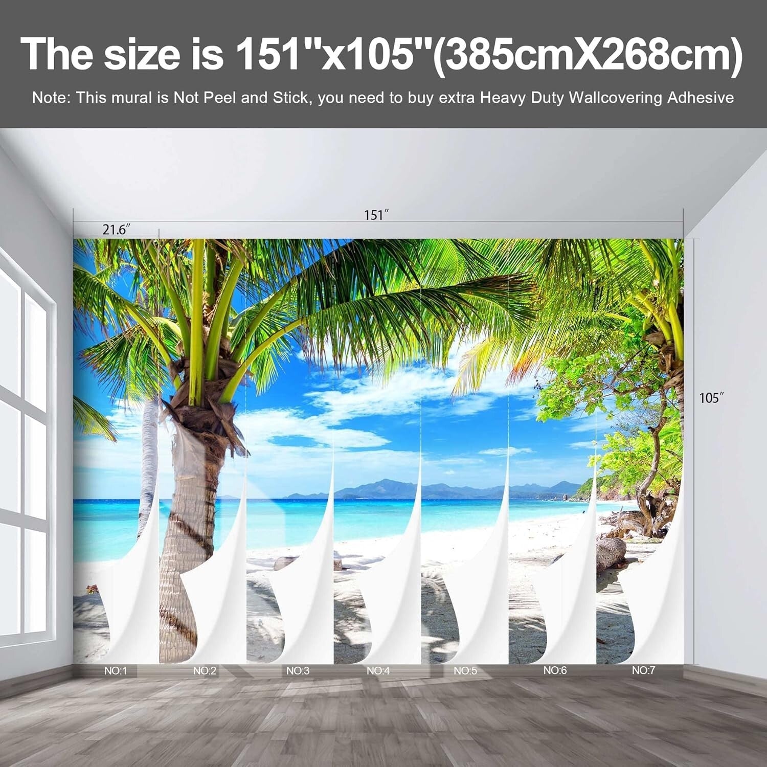 Extra Large Beach Mural - Coastal Ocean Wallpaper 151"x105" for Elegant Spaces