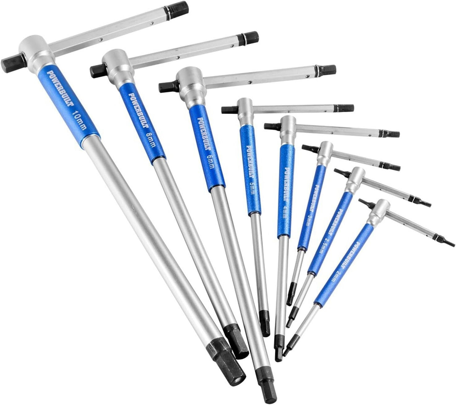 8-Piece T-Handle Hex Allen Key Wrench Set with Storage Rack - Chrome Vanadium