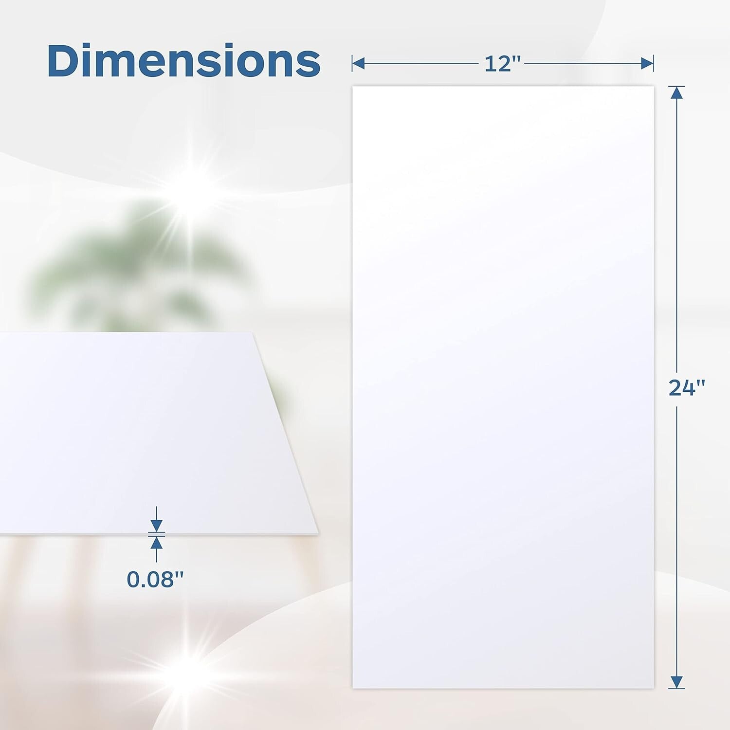 Clear Reflection 12x24 Acrylic Mirrors Set - Shatterproof & Customizable Design