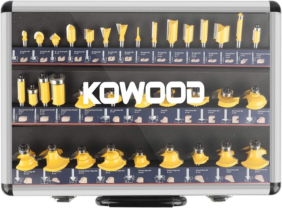35-Piece Universal Router Bits Set with Carry Case for Woodworking Projects