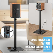 Load image into Gallery viewer, Premium 28-Inch Swivel Speaker Stand Set with Glass Base and Floor Protection