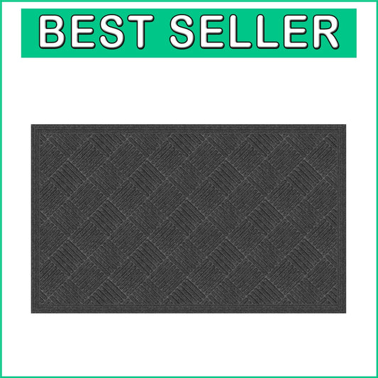 Stylish 3x5 Charcoal Doormat with Needle Punched Weave - Ideal for Entryways