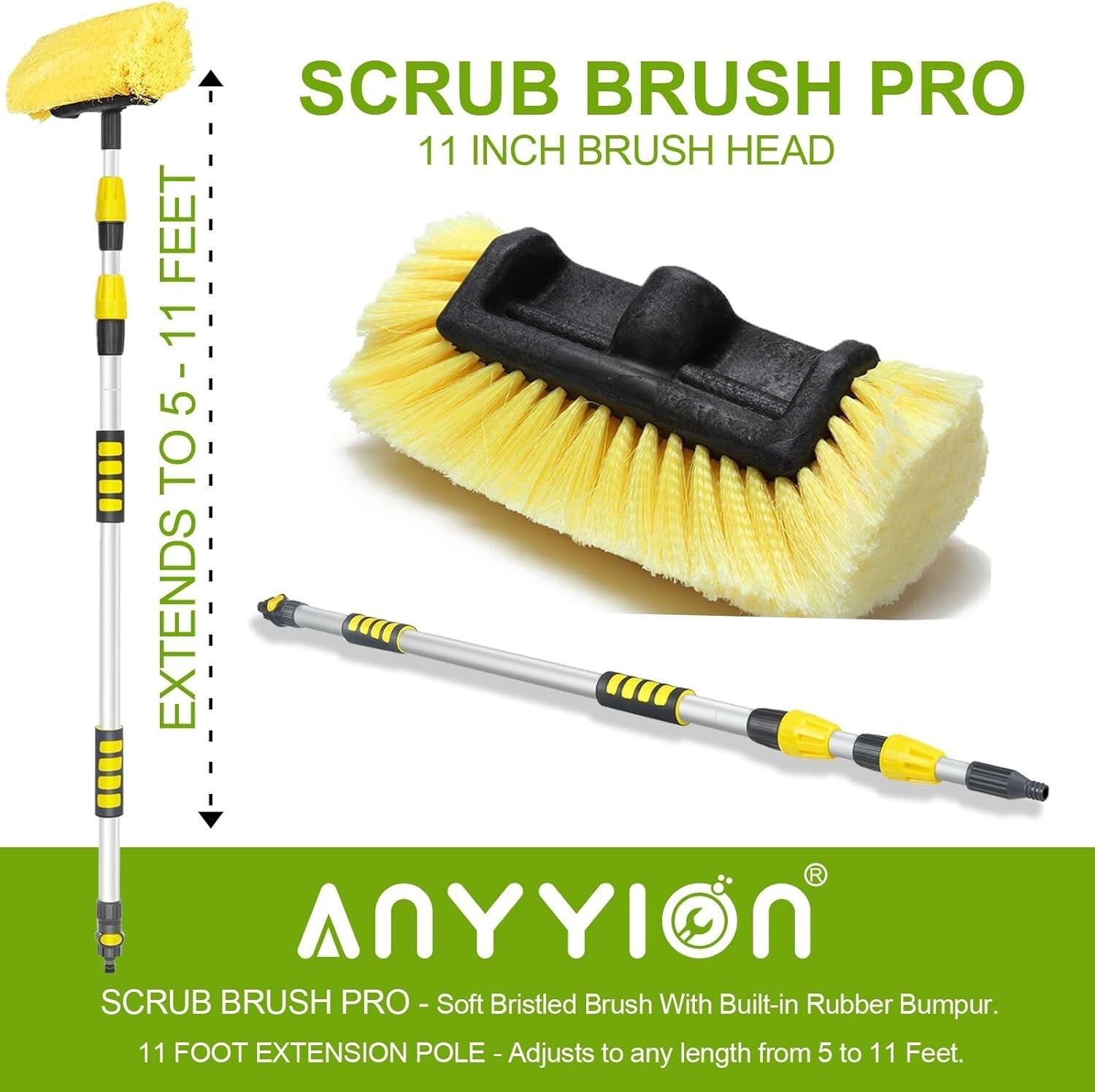 Scratch-Free Car Wash Brush with Telescoping Handle - Ideal for Homes & Vehicles