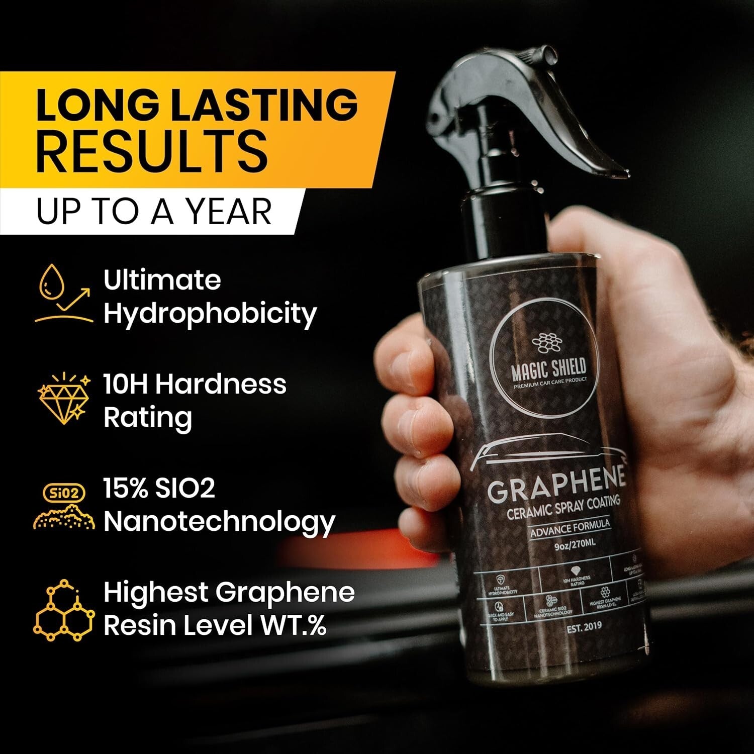 Graphene Ceramic Spray Coating for Long-Lasting Shine - 16oz Professional-Grade