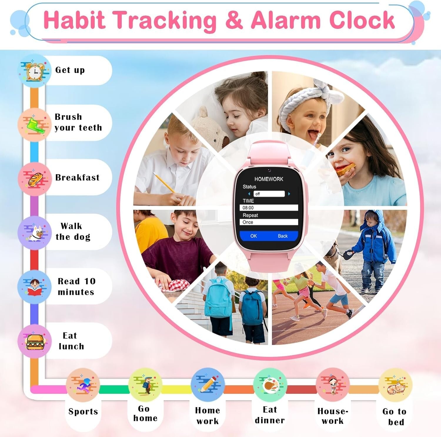 4G Kids Smartwatch with SOS, Games & Parental Control - Perfect Gift in Pink