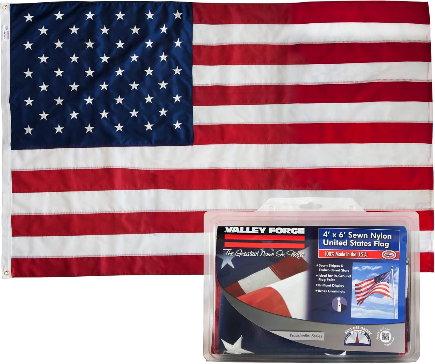 FMAA Certified 5' x 8' American Flag - Sturdy 2-Ply Polyester for Proud Displays