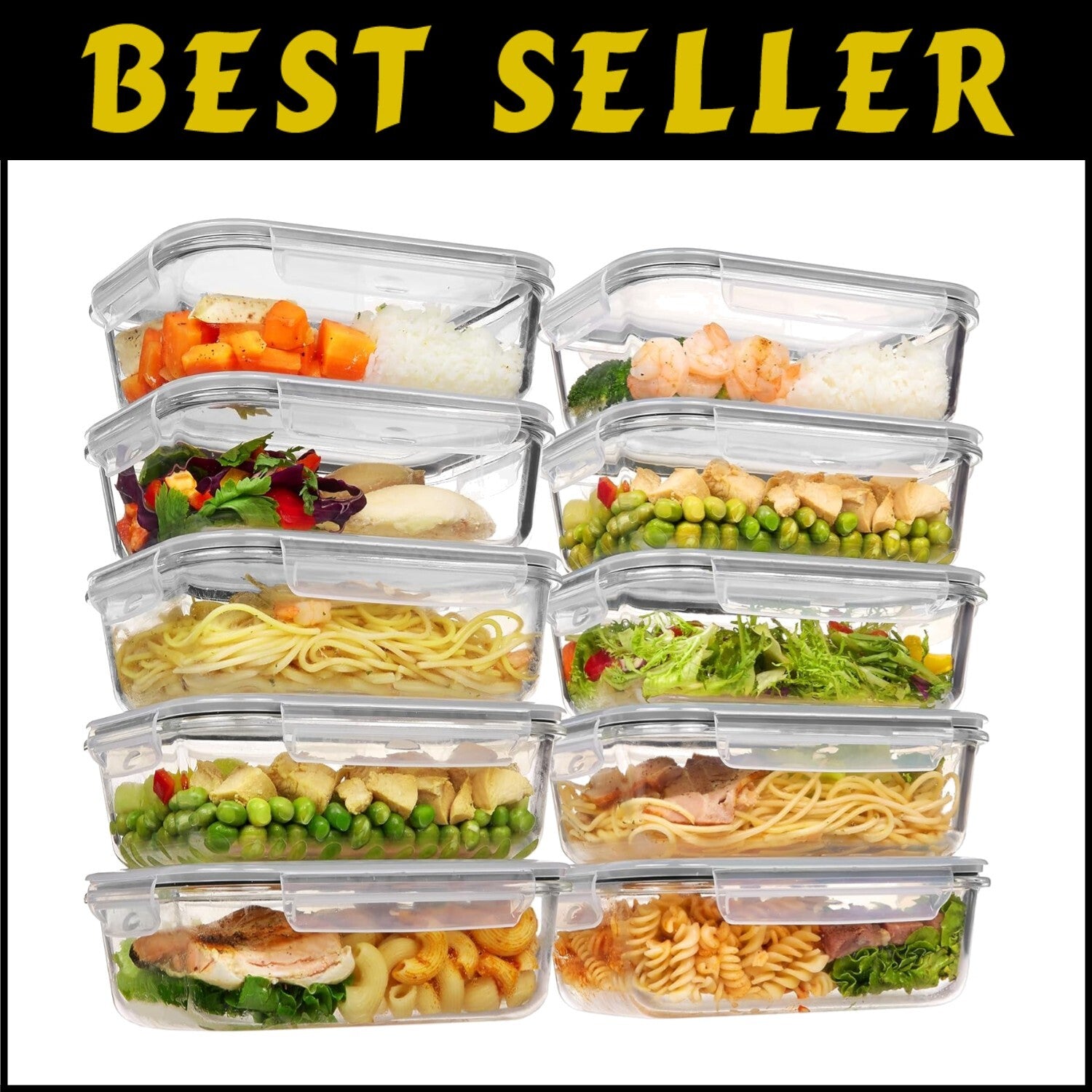 Durable 35oz Glass Storage Containers - Dishwasher & Microwave Safe Meal Prep