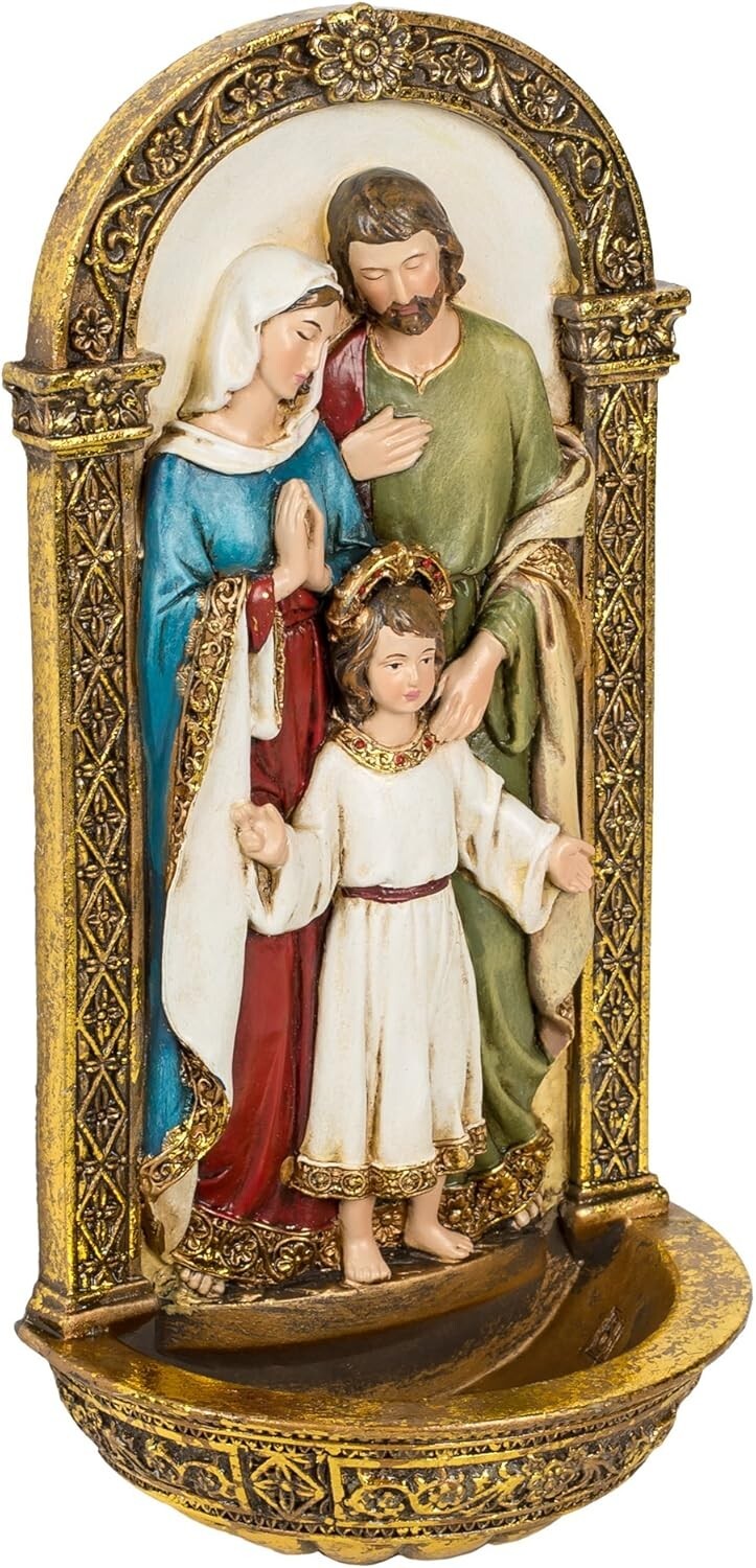 Joseph's Studio 7.75” Holy Family Water Font – Symbolic Décor for Faith and Hope