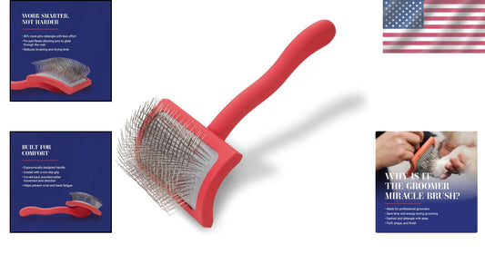 Extra-Long Pin Dog Slicker Brush - Effective Grooming for Double-Coated Breeds