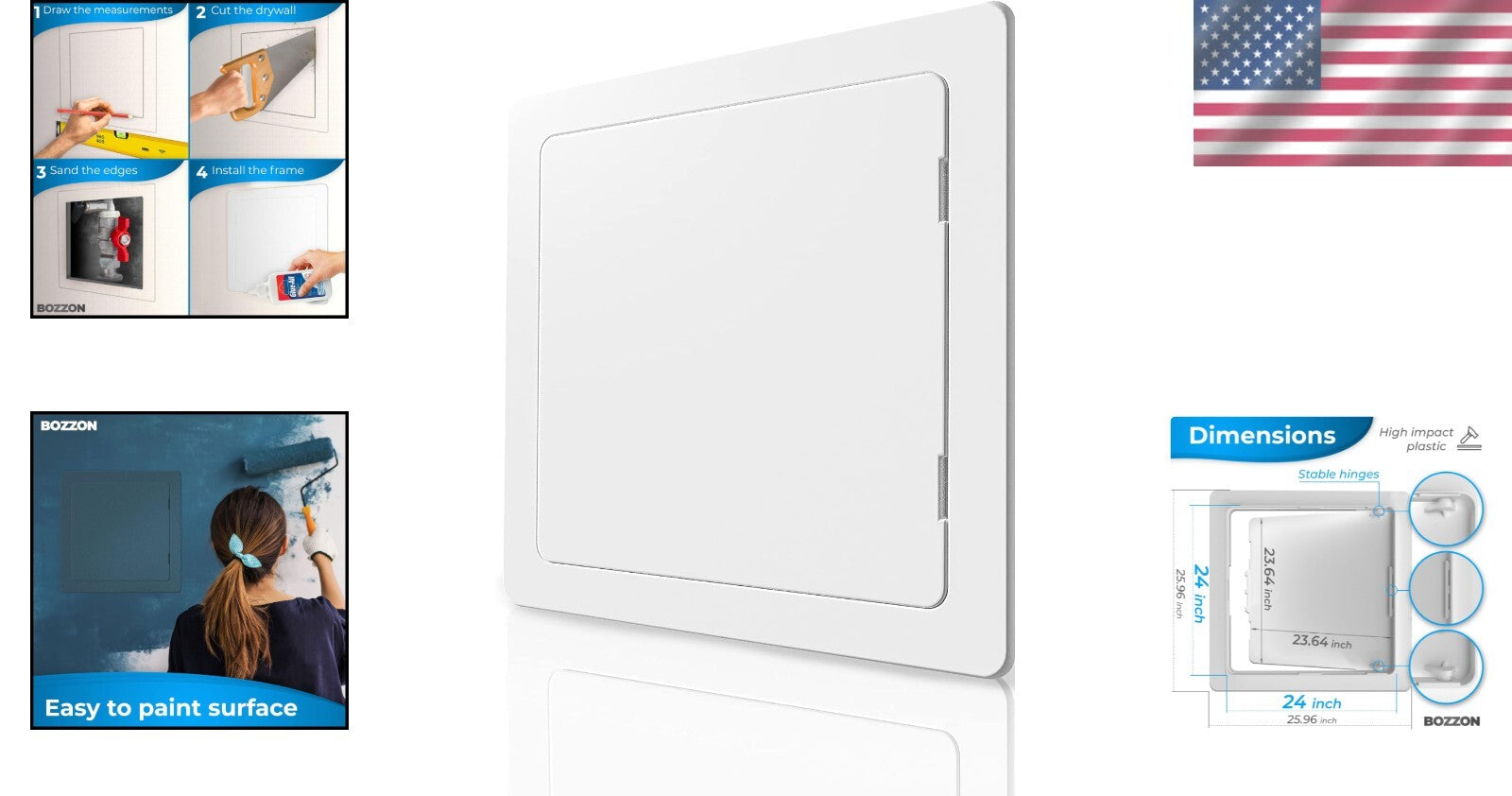 Heavy-Duty White Access Door – 24x24 Inch Durable Cover for Wall Concealment