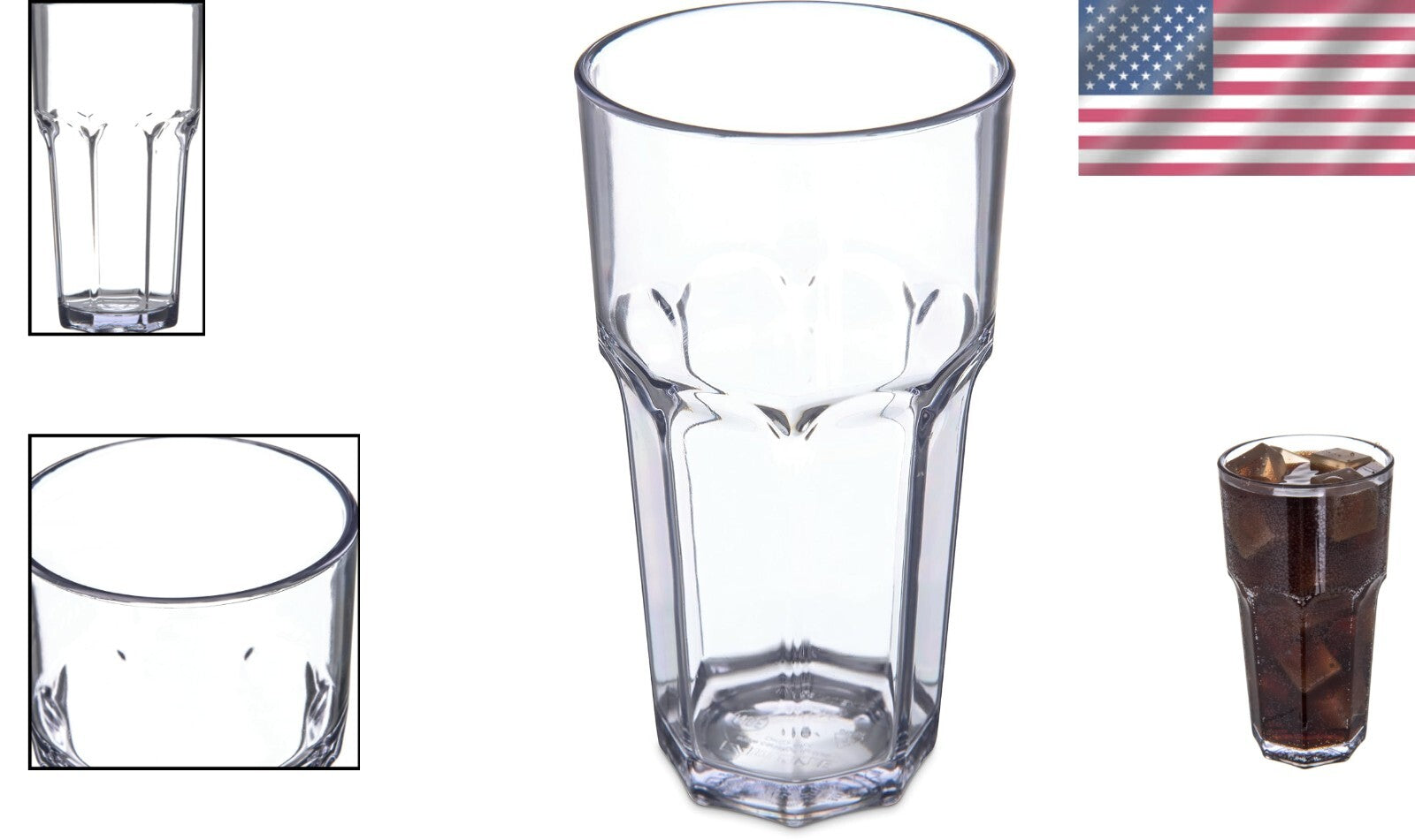 Multi-Use Clear Plastic Tumblers - 24 Pack of Louis 16-Ounce Tall Glasses