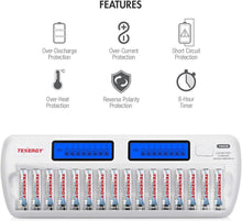 Load image into Gallery viewer, Advanced 16-Bay Charger w/LCD + 16 Rechargeable AA AAA Batteries for All Devices