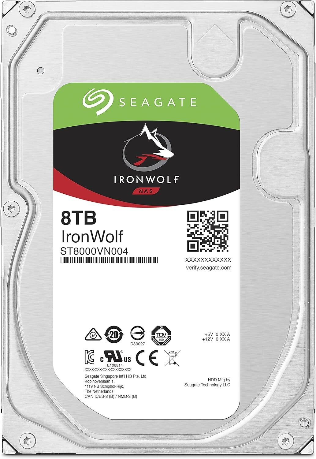 IronWolf 8TB NAS HDD - 3.5'' SATA 7200 RPM with 256MB Cache for High Performance