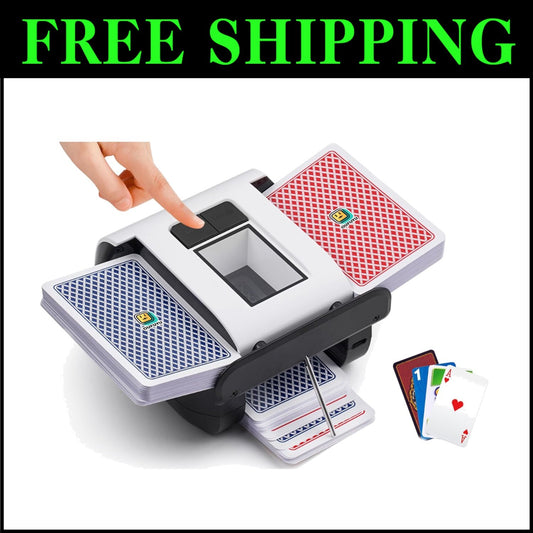Compact Electric Card Shuffler with Smart Sensor - Ideal for Texas Hold'em & UNO