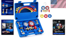 Load image into Gallery viewer, Comprehensive 5FT AC Manifold Gauge Kit with Color-Coded Hoses &amp; Adapters