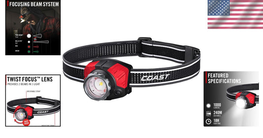 Rechargeable 1000 Lumen Tri-Color LED Headlamp - Perfect for Outdoor Adventures