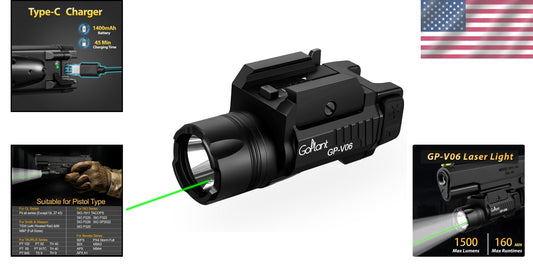 Rechargeable 1500 Lumens Laser Flashlight - Long Runtime for Tactical Operations