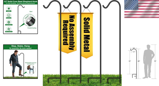 Multi-Purpose 65in Heavy Duty Shepherd Hooks – Perfect for Garden Decor & Events