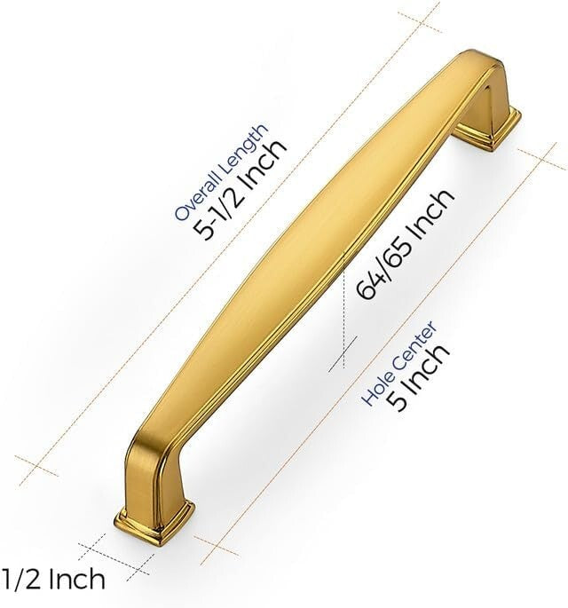 60 Pack Brushed Brass Cabinet Handles - Modern 5 Inch Pulls & Drawer Hardware