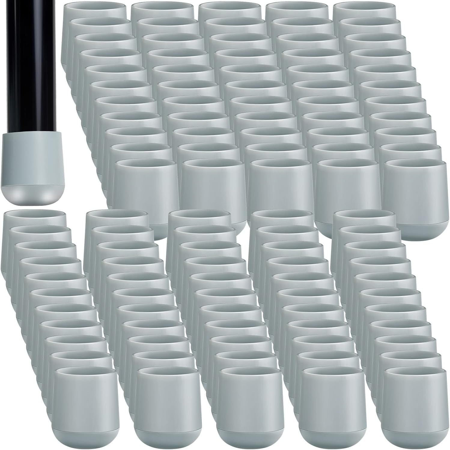 300 Pcs Heavy Duty Grey Folding Chair Leg Caps - Protect Floors Effortlessly