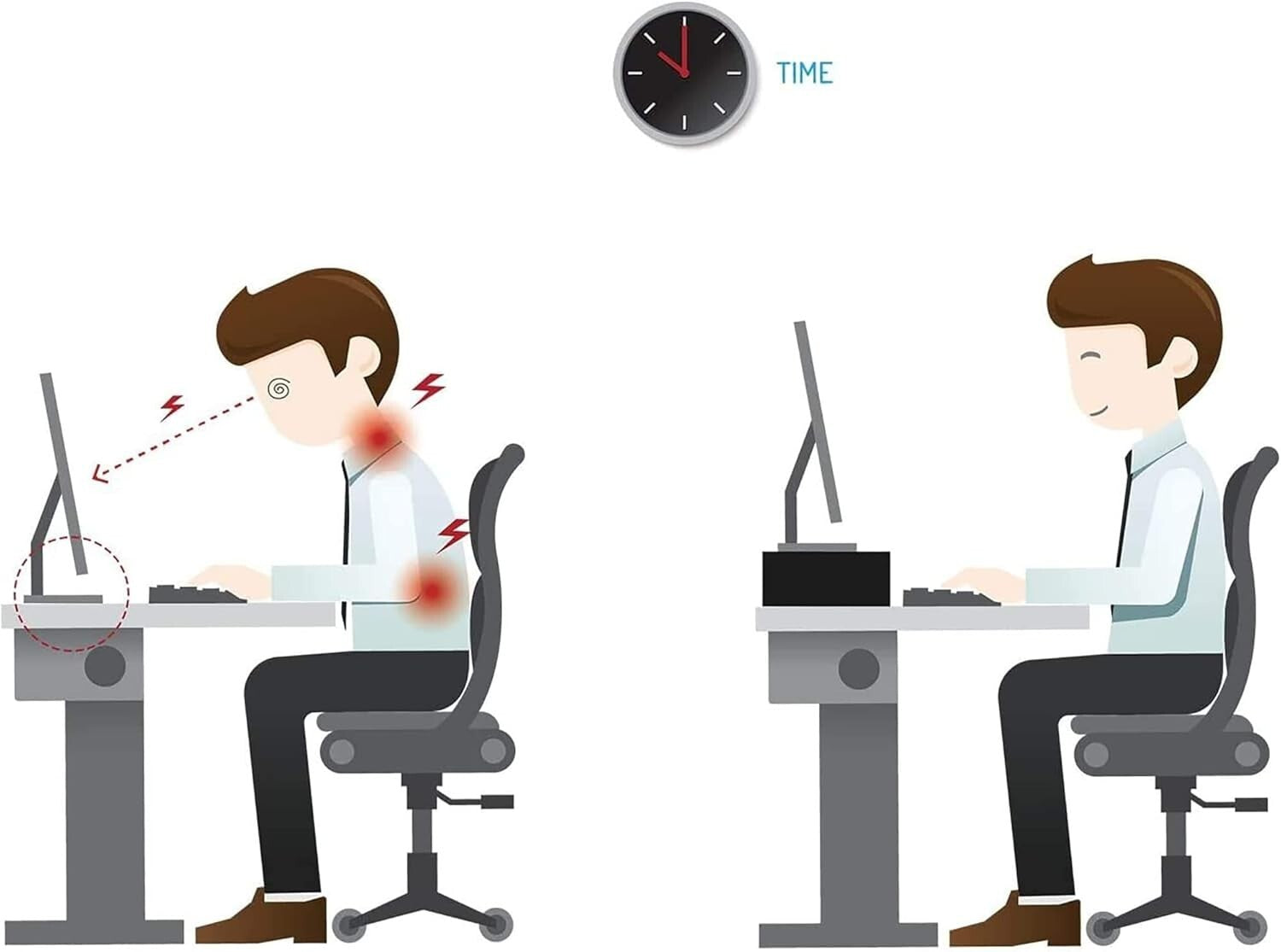 Ergonomic Black Monitor Stand Riser & 2-Tier Organizer with Cellphone Holder