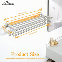 Load image into Gallery viewer, 24-Inch Brushed Nickel Towel Shelf - Easy Install &amp; Elegant Design for Bathrooms