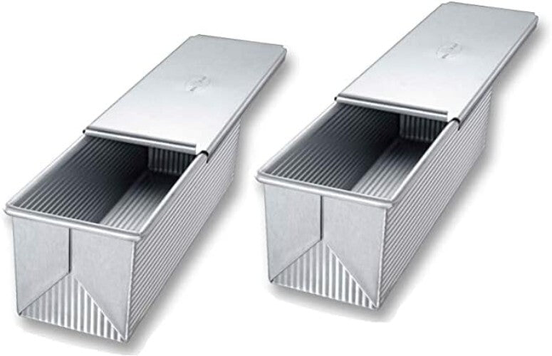 Commercial-Grade Pullman Loaf Pan Set of 2 - 9 x 4 x 4 | Non-Stick Steel
