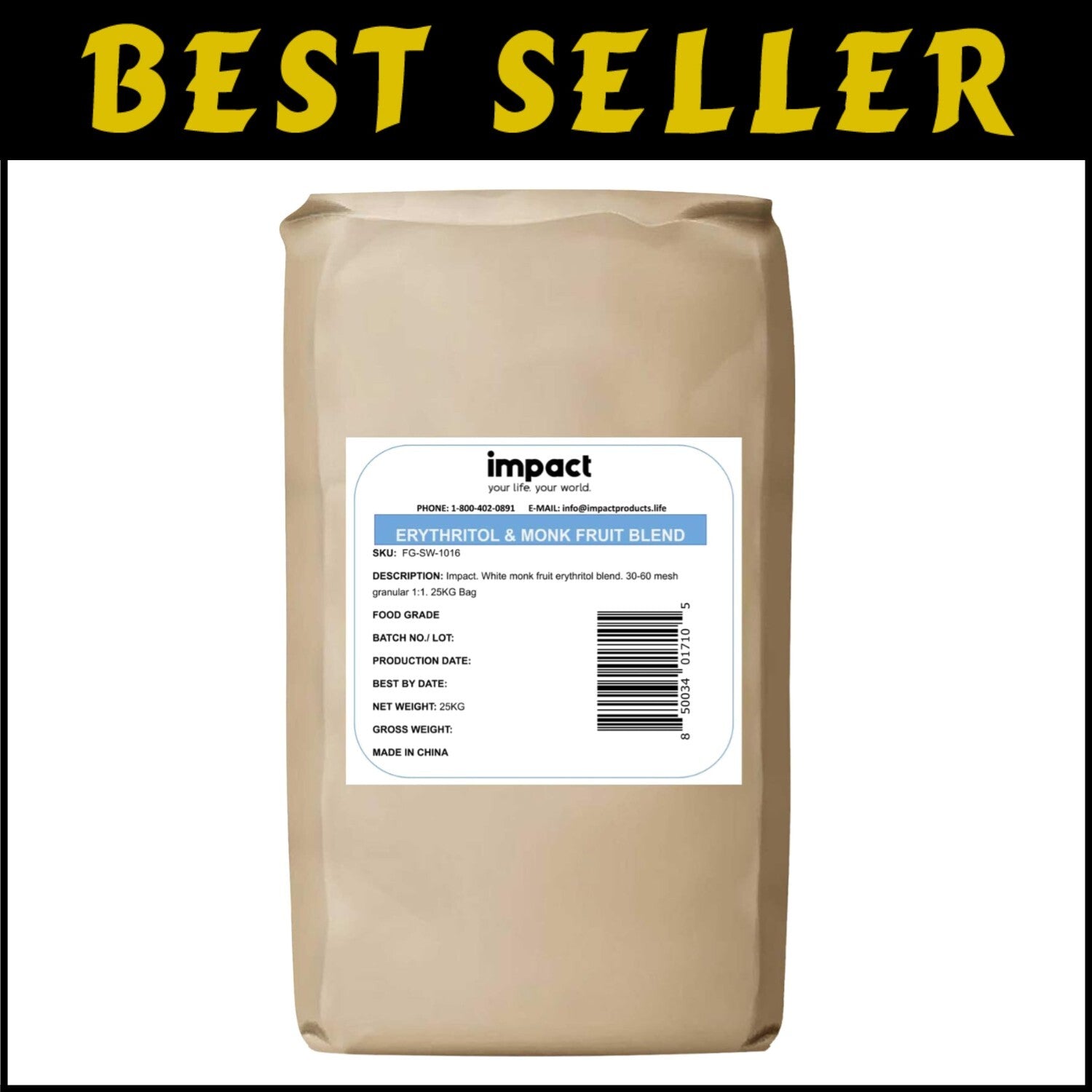 Versatile Sweetener Blend - 55lbs Monk Fruit & Erythritol for Baking & Beverages