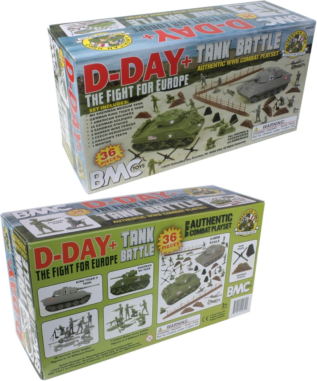 BMC WW2 D-Day Tank Battle Playset: 36pc Army Men & Tanks for Epic Adventures