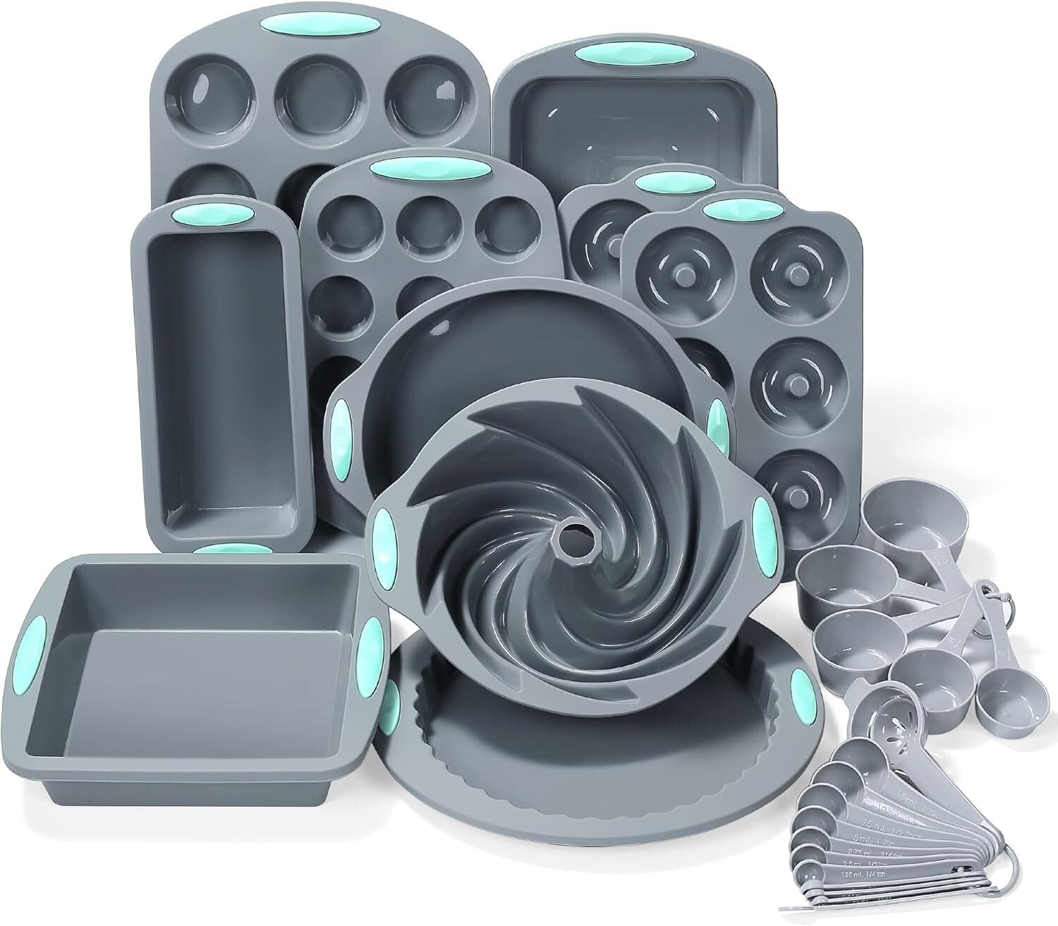 27-Piece Silicone Baking Set - Non-Stick Bakeware with Measuring Cups & Spoons