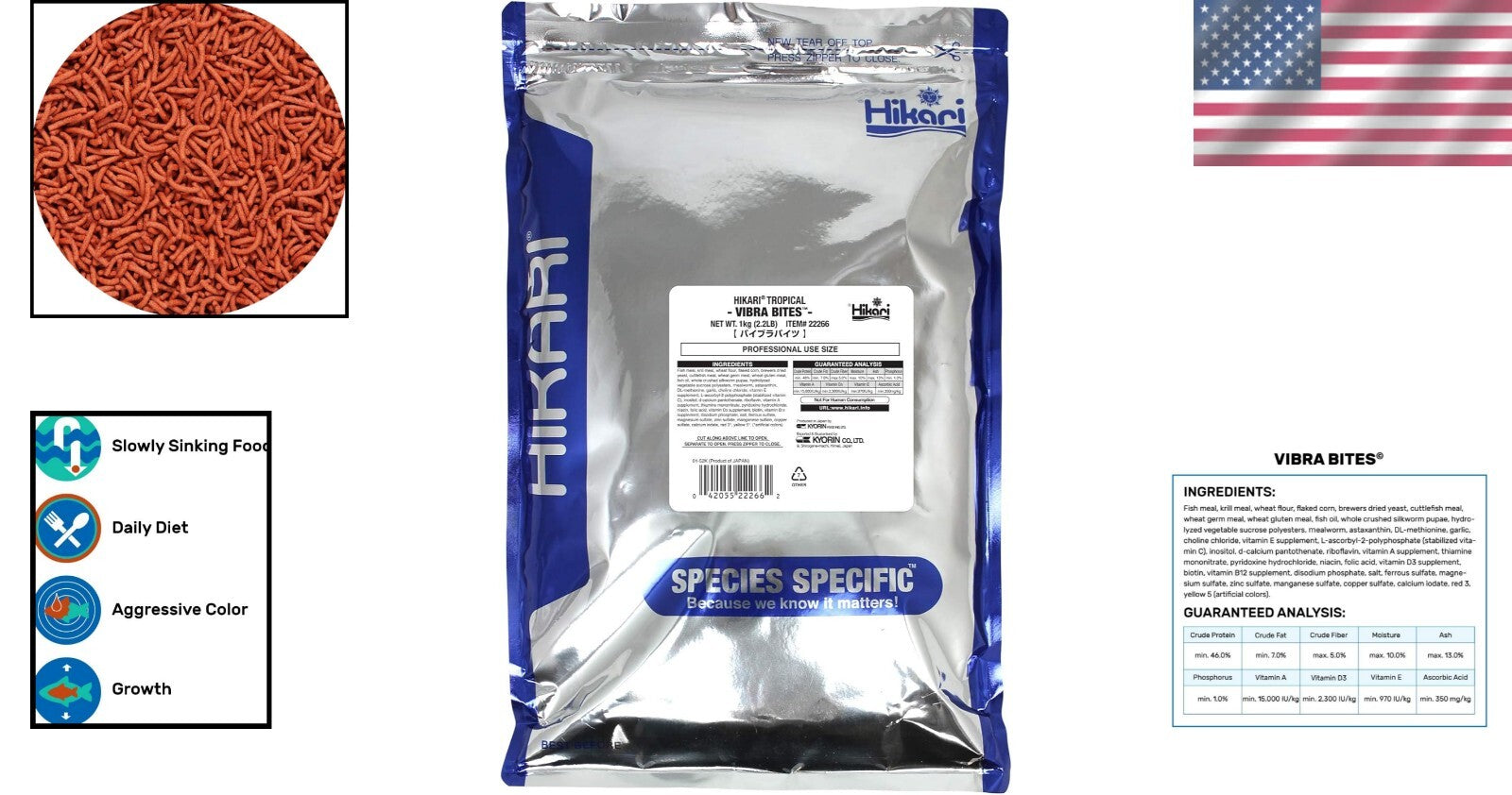 Hikari Vibra Bites 2.2 lb Tropical Fish Food - Color Enhancing Sticks