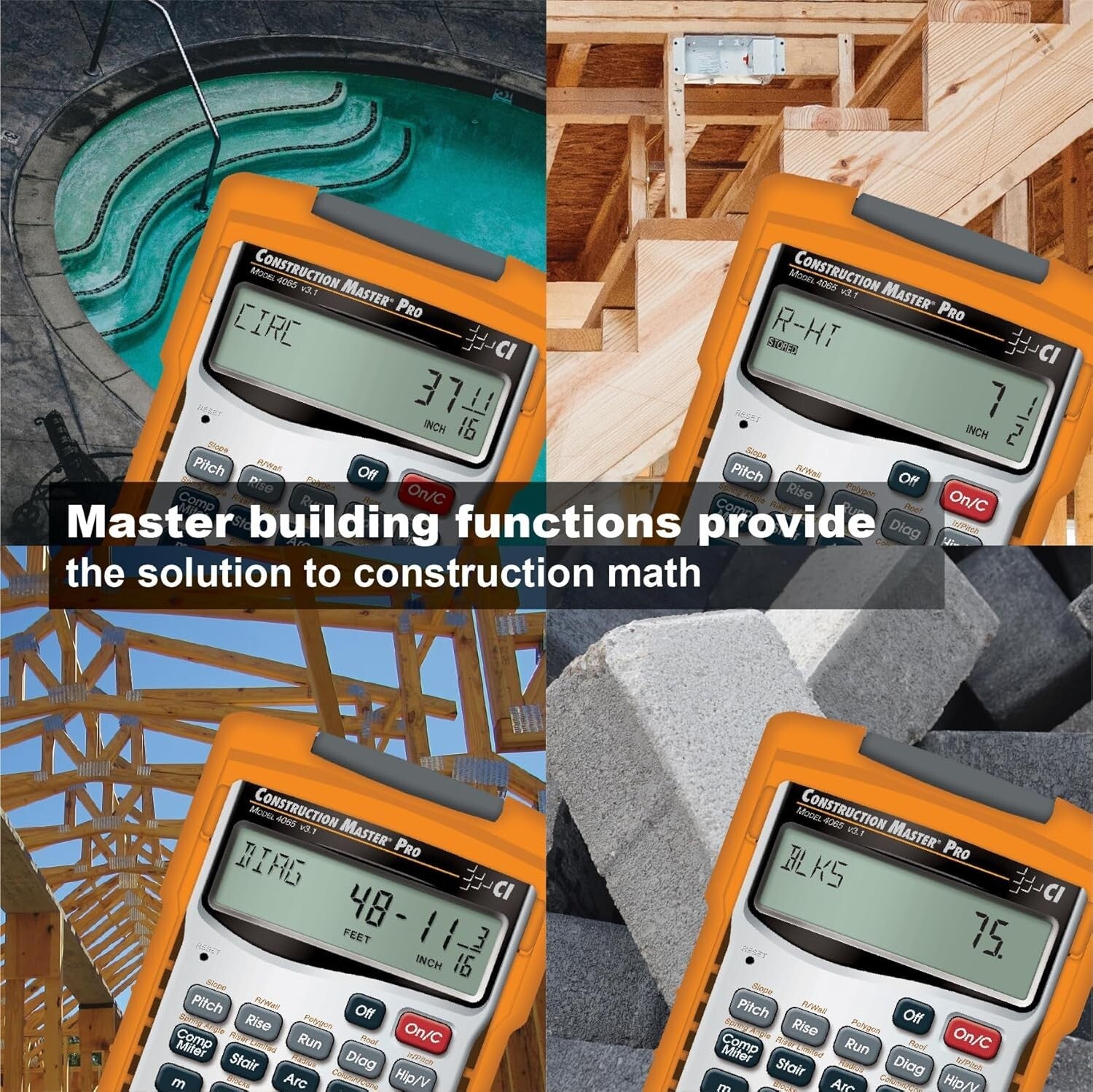 Professional Construction Math Calculator - Feet-Inch-Fraction Conversion Tool