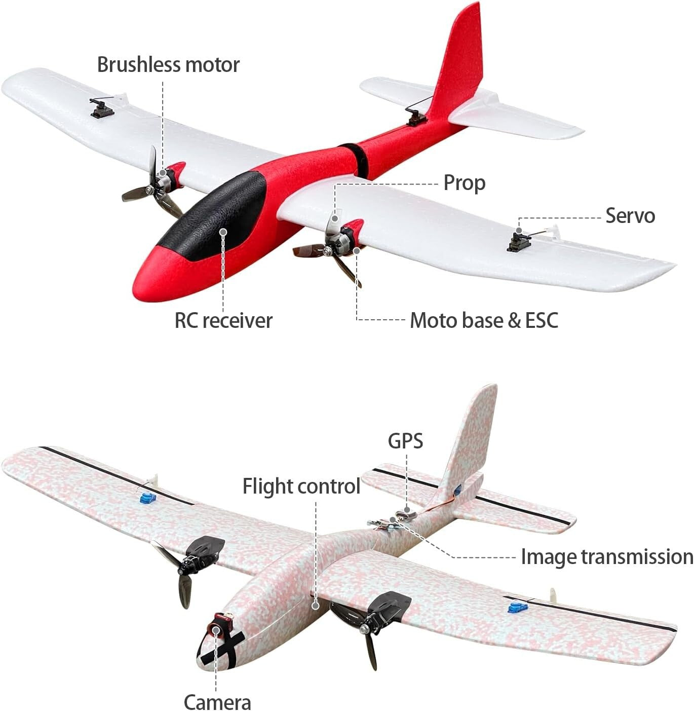 Creative 2-Pcs 33.8" Foam Glider Airplanes - STEM Outdoor Play & RC Conversion