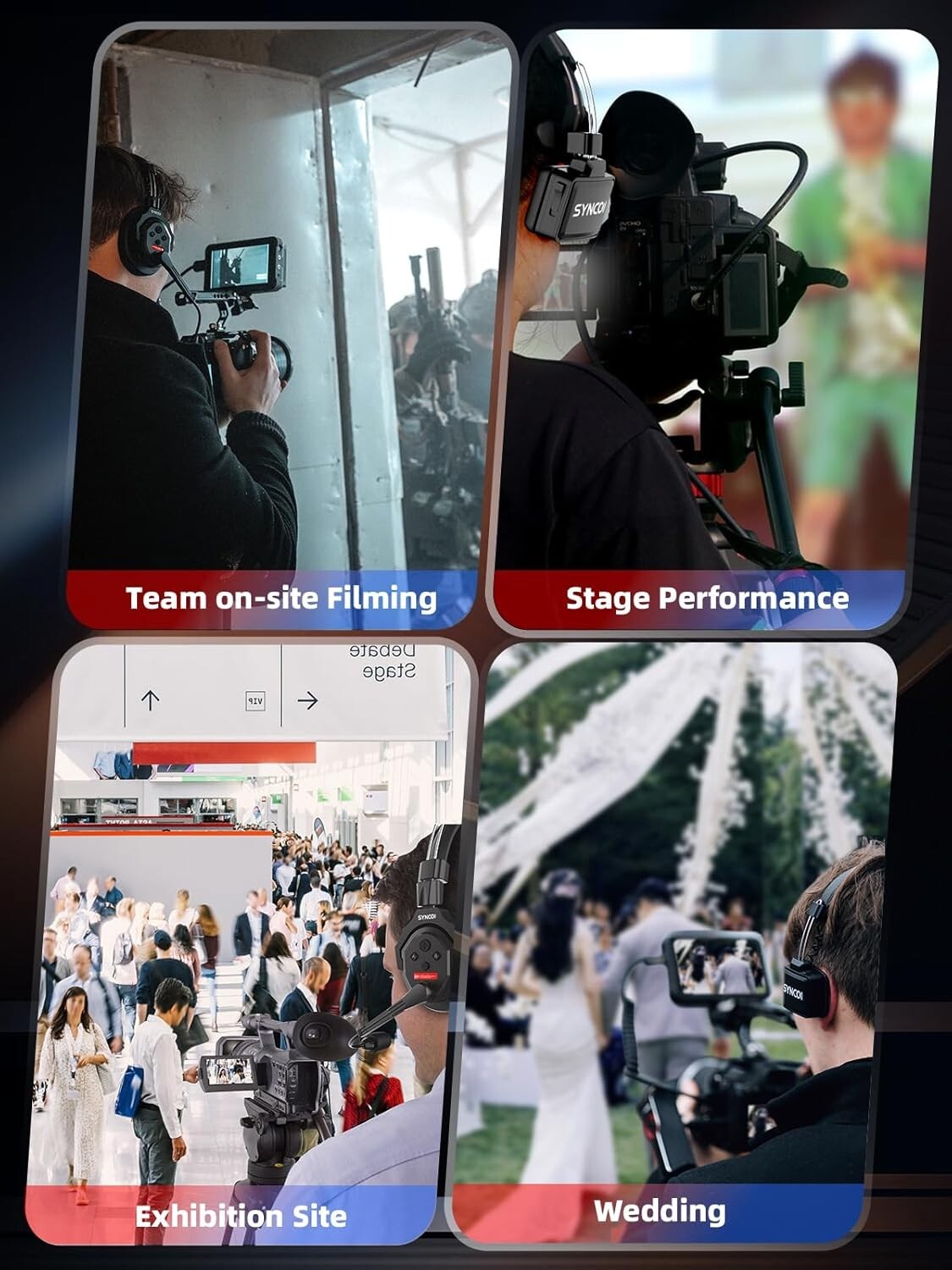 XTALK X5 Full Duplex Intercom Headsets for Filmmaking & Sports – 350M Range