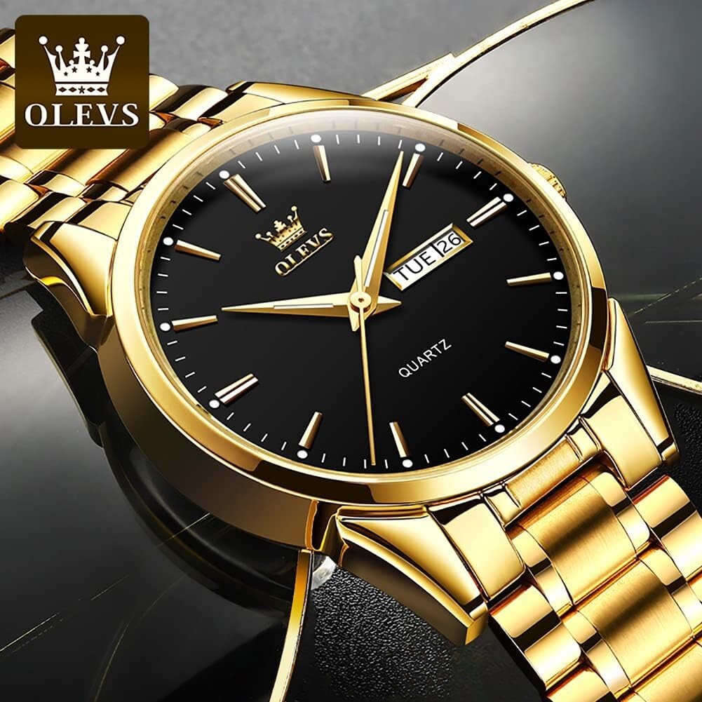 Elegant Luminous Men’s Watch with Day-Date Function & Scratch-Resistant Design