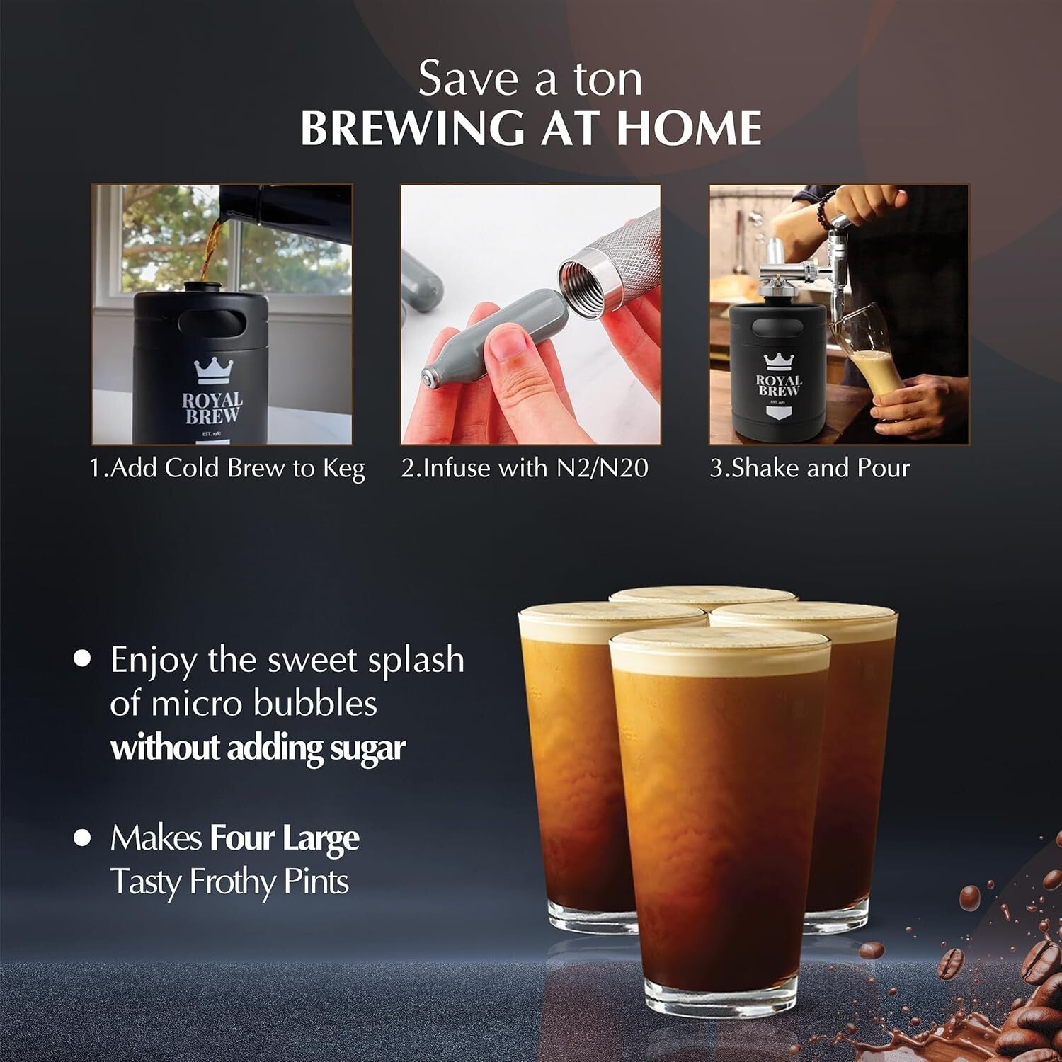 The Original Nitro Cold Brew Coffee Maker - Stainless 64oz Keg & Accessories Kit