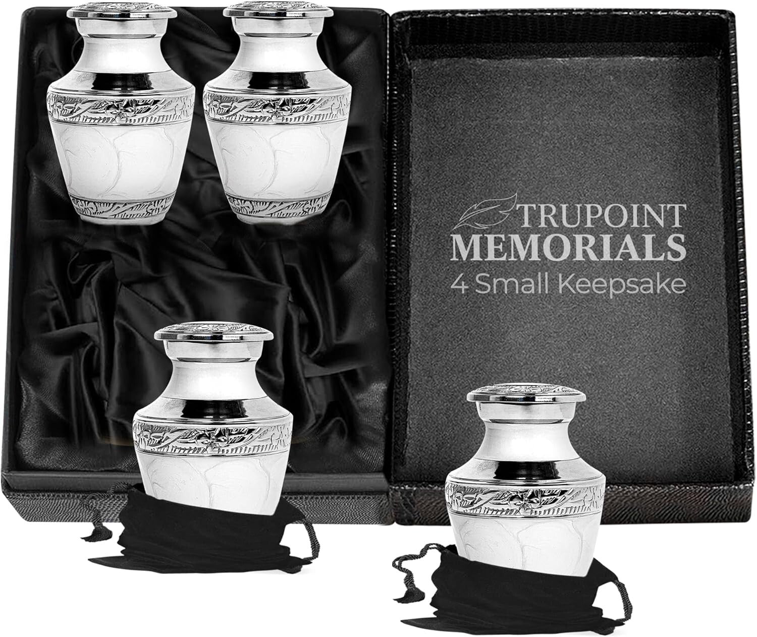 Elegant Brass Mini Urns with Threaded Lid - Set of 4 for Cherished Memories