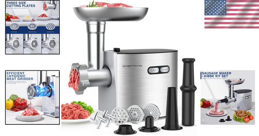 Stainless Steel Meat Grinder Machine - 180 lbs/hour Heavy-Duty with Sausage Kit