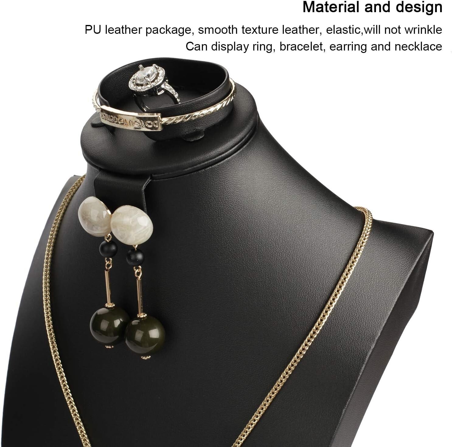 Sophisticated PU Leather Jewelry Display Stand for Rings & Necklaces - 13.9"