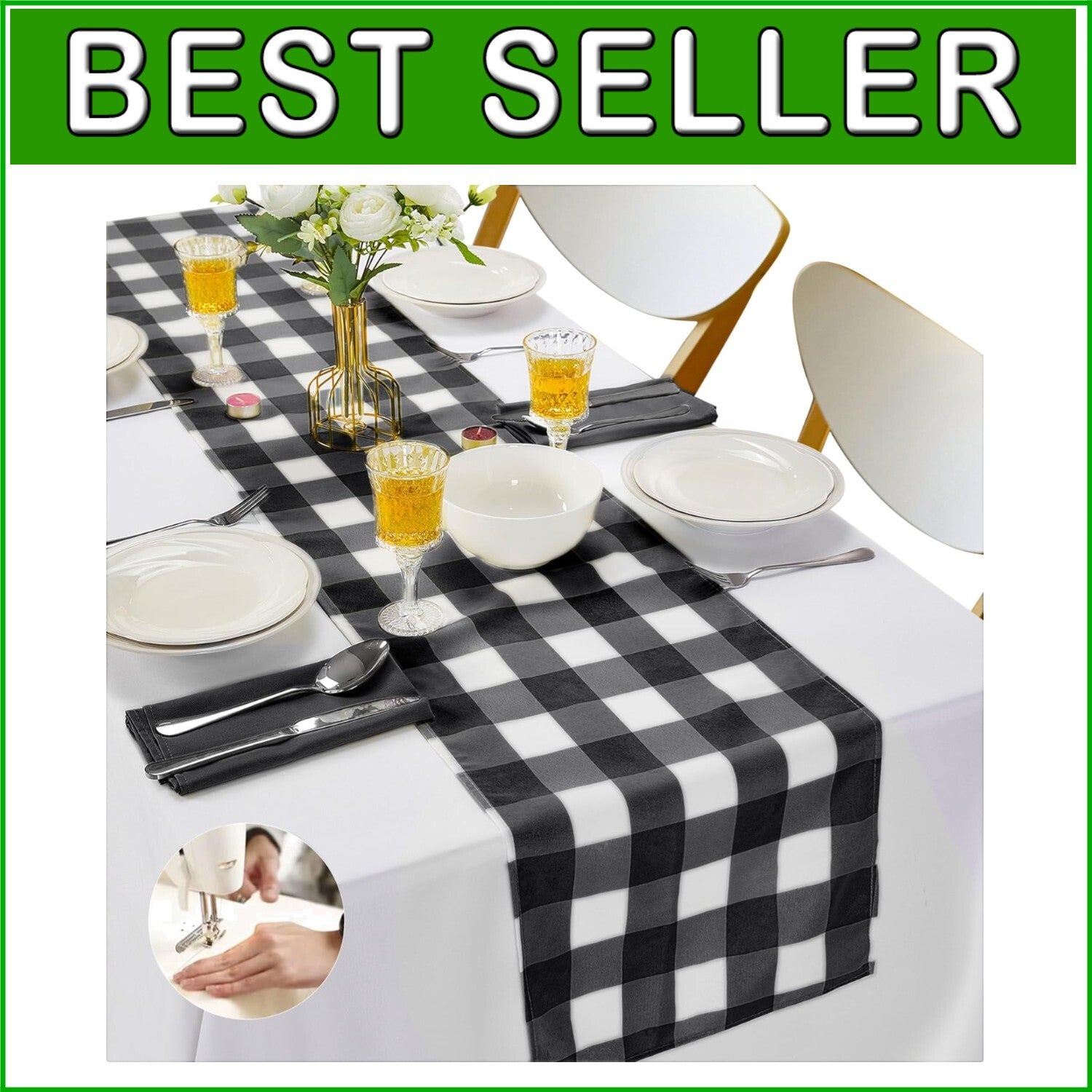 Fashionable 12-Pack Gingham Table Runners 14" x 108" for Stylish Dining Events
