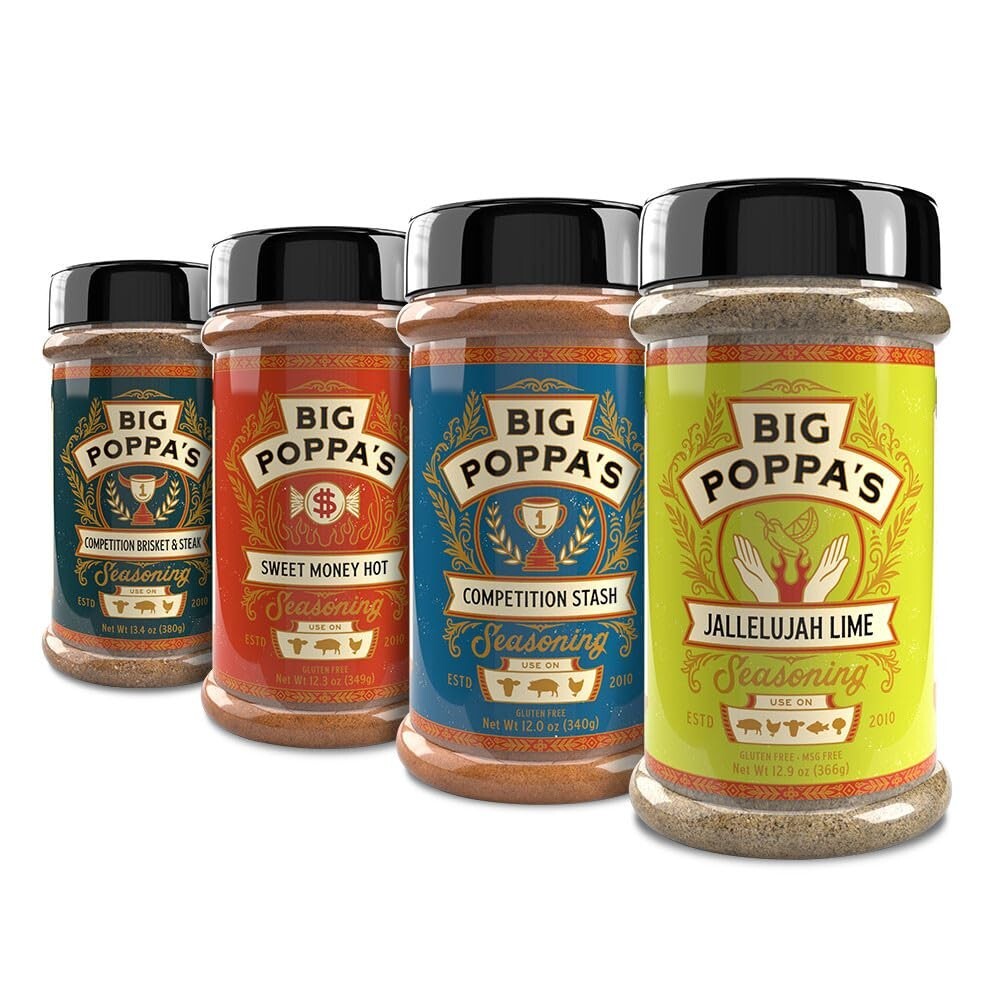 Big Poppa's Sweet Heat BBQ Seasoning 4-Pack - Perfect for All Meats & Veggies
