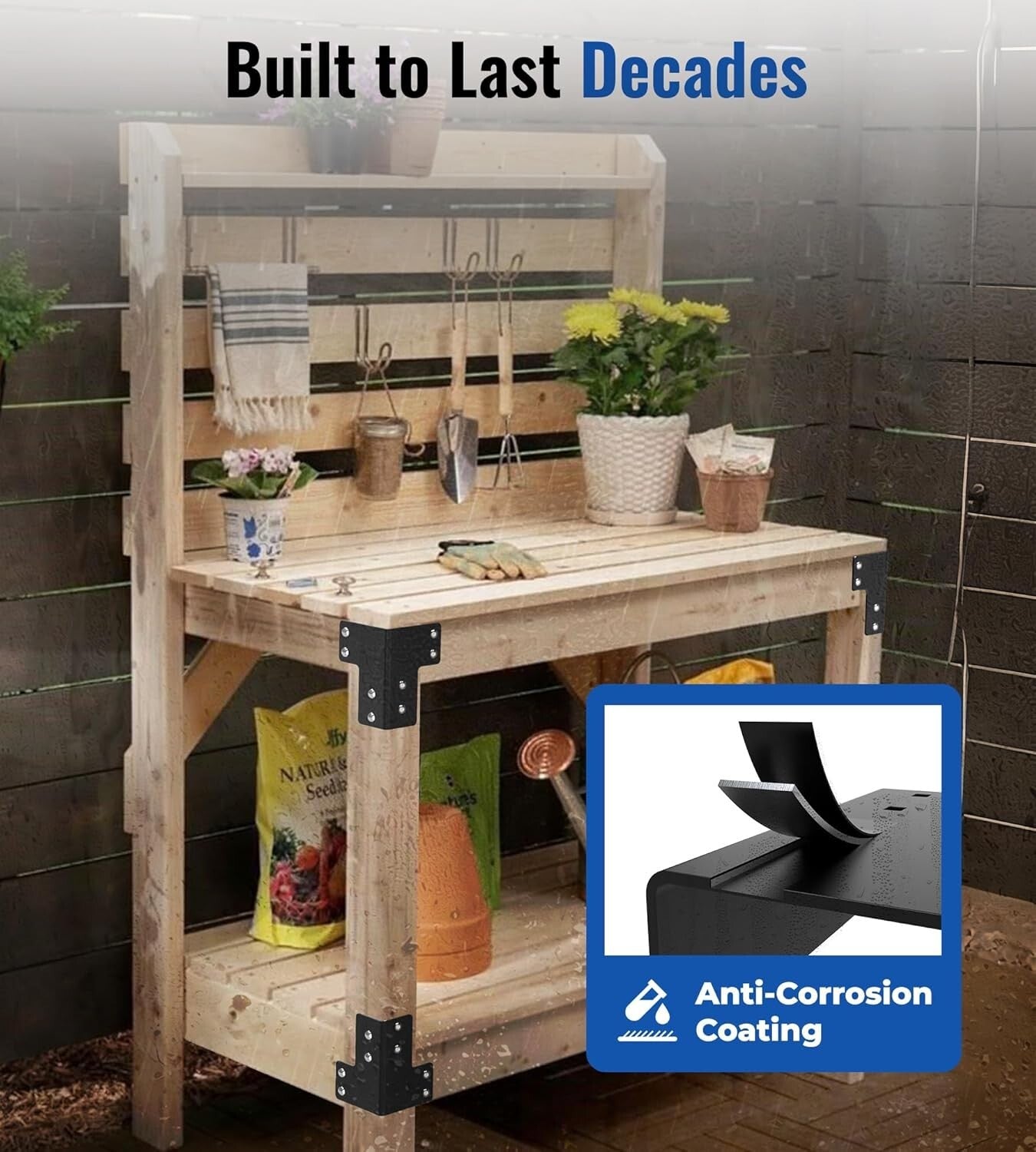 Black Coated 8pcs Heavy-Duty Brackets - Essential for Sturdy Workbench Setup